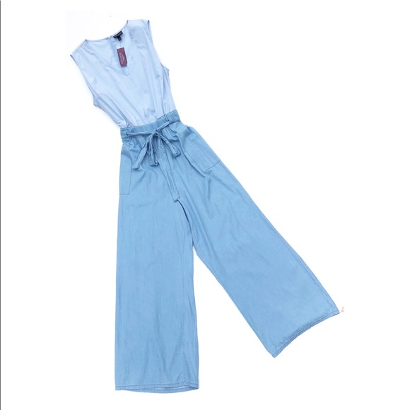 Lane Bryant Pants - Lane Bryant Wide Leg Chambray Belted Jumpsuit
